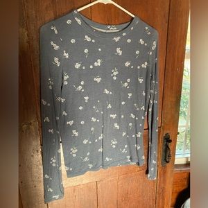 Floral Ribbed Long Sleeve